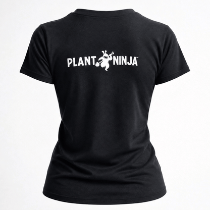Black t-shirt with 'Plant Ninja' logo on a white background